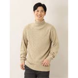 33ベージュ | ウォッシャブル ジャガード タートルネックニット | TAKA-Q MEN