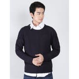 75紺 | ウォッシャブル ウール混ポップコーン クルーニット | TAKA-Q MEN