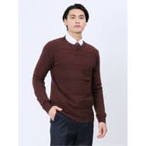 15ワイン | ふわもちタックボーダー クルーニット | TAKA-Q MEN