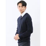 ウォッシャブル ウール混 パネルボーダー Vネックニット | TAKA-Q MEN | 詳細画像2 