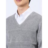ふわもち パネルボーダー Vネックニット | TAKA-Q MEN | 詳細画像9 