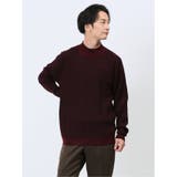 15ワイン | ふわもち ワッフルジャガード モックネックニット | TAKA-Q MEN