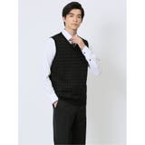 05黒 | ウォッシャブル ウール混 チェック柄 プルベスト | TAKA-Q MEN