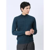 71ターコイズ | ウォッシャブル ウール混リンクスダイヤ モックネックニット | TAKA-Q MEN