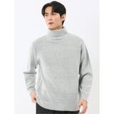 03ライトグレー | ハンドウォッシャブル ストレッチ 天竺 タートルニット | TAKA-Q MEN