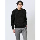 05黒 | モールチェック柄 クルーネックニット | TAKA-Q MEN