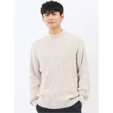 33ベージュ | ハンドウォッシャブル モール幾何学柄 モックネックニット | TAKA-Q MEN