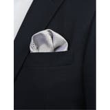 04グレー | シルク混 グレンチェック柄チーフ | TAKA-Q MEN