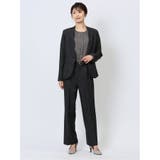 シャークスキン カラーレスジャケット＋セミワイドパンツ 紺 | TAKA-Q WOMEN | 詳細画像1 