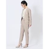 ストレッチウォッシャブル カラーレスジャケット+テーパードパンツ メランジベージュ | TAKA-Q WOMEN | 詳細画像2