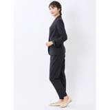 ストレッチウォッシャブル 1ボタンジャケット+テーパードパンツ チェック紺 | TAKA-Q WOMEN | 詳細画像2