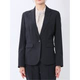 ストレッチウォッシャブル 1ボタンジャケット+テーパードパンツ チェック紺 | TAKA-Q WOMEN | 詳細画像5