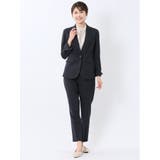 75紺 | ストレッチウォッシャブル 1ボタンジャケット+テーパードパンツ チェック紺 | TAKA-Q WOMEN