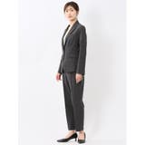 ストレッチウォッシャブル 1ボタンジャケット+テーパードパンツ チェックグレー | TAKA-Q WOMEN | 詳細画像2