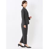 ストレッチウォッシャブル 1ボタンジャケット+テーパードパンツ チェックグレー | TAKA-Q WOMEN | 詳細画像4