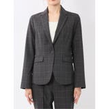ストレッチウォッシャブル 1ボタンジャケット+テーパードパンツ チェックグレー | TAKA-Q WOMEN | 詳細画像5