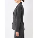 ストレッチウォッシャブル 1ボタンジャケット+テーパードパンツ チェックグレー | TAKA-Q WOMEN | 詳細画像6