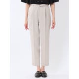 麻調合繊 1ボタン7分袖ジャケット+テーパードパンツ ベージュ | TAKA-Q WOMEN | 詳細画像11