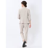 麻調合繊 1ボタン7分袖ジャケット+テーパードパンツ ベージュ | TAKA-Q WOMEN | 詳細画像3