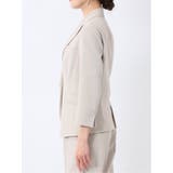 麻調合繊 1ボタン7分袖ジャケット+テーパードパンツ ベージュ | TAKA-Q WOMEN | 詳細画像6