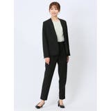 ダブルクロス カラーレスジャケット+パンツ 黒 | TAKA-Q WOMEN | 詳細画像1