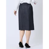 ウール混チェック柄 タイトスカート 紺(セットアップ可能) | TAKA-Q WOMEN | 詳細画像3 