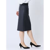 ウール混チェック柄 タイトスカート 紺(セットアップ可能) | TAKA-Q WOMEN | 詳細画像4 