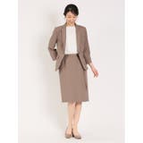 綿麻ライク タイトスカート 茶(セットアップ可能) | TAKA-Q WOMEN | 詳細画像12 