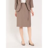 30茶 | 綿麻ライク タイトスカート 茶(セットアップ可能) | TAKA-Q WOMEN