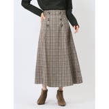 ボタンデザイン チェック柄フレアースカート | TAKA-Q WOMEN | 詳細画像1 