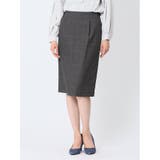 レーヨン混ストレッチ タイトスカート チェックグレー(セットアップ可能) | TAKA-Q WOMEN | 詳細画像1 