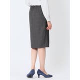 レーヨン混ストレッチ タイトスカート チェックグレー(セットアップ可能) | TAKA-Q WOMEN | 詳細画像3 
