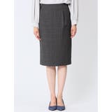 レーヨン混ストレッチ タイトスカート チェックグレー(セットアップ可能) | TAKA-Q WOMEN | 詳細画像5 