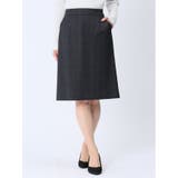 75紺 | ストレッチポンチ セミタイトスカート チェック紺(セットアップ可能) | TAKA-Q WOMEN