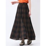 35こげ茶 | イノウェーブ/INNOWAVE ガーゼチェック リバーシブルスカート | TAKA-Q WOMEN