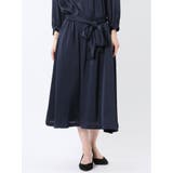 75紺 | プリント タックフレアースカート | TAKA-Q WOMEN