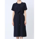 ストレッチウォッシャブル 半袖サックワンピース 紺(セットアップ可能) | TAKA-Q WOMEN | 詳細画像5 