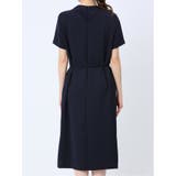 ストレッチウォッシャブル 半袖サックワンピース 紺(セットアップ可能) | TAKA-Q WOMEN | 詳細画像7 
