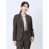 ストレッチシャーク 1ボタンジャケット 茶(セットアップ可能) | TAKA-Q WOMEN | 詳細画像1 