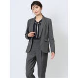06グレー | DELEGANT チェック柄 1ボタンジャケット グレー(セットアップ可能) | TAKA-Q WOMEN