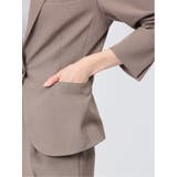 綿麻ライク 1ボタン7分袖ジャケット 茶(セットアップ可能) | TAKA-Q WOMEN | 詳細画像10