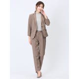 綿麻ライク 1ボタン7分袖ジャケット 茶(セットアップ可能) | TAKA-Q WOMEN | 詳細画像11