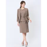 綿麻ライク 1ボタン7分袖ジャケット 茶(セットアップ可能) | TAKA-Q WOMEN | 詳細画像12