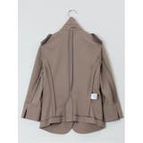 綿麻ライク 1ボタン7分袖ジャケット 茶(セットアップ可能) | TAKA-Q WOMEN | 詳細画像14