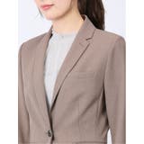 綿麻ライク 1ボタン7分袖ジャケット 茶(セットアップ可能) | TAKA-Q WOMEN | 詳細画像8