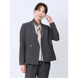 シャークスキン カラーレスジャケット グレー(セットアップ可能) | TAKA-Q WOMEN | 詳細画像1