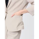 綿麻ライク 1ボタン7分袖ジャケット ベージュ(セットアップ可能) | TAKA-Q WOMEN | 詳細画像10