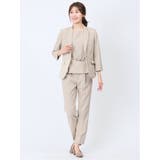 綿麻ライク 1ボタン7分袖ジャケット ベージュ(セットアップ可能) | TAKA-Q WOMEN | 詳細画像12