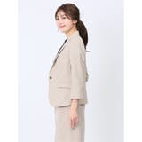 綿麻ライク 1ボタン7分袖ジャケット ベージュ(セットアップ可能) | TAKA-Q WOMEN | 詳細画像2