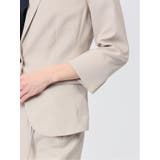綿麻ライク 1ボタン7分袖ジャケット ベージュ(セットアップ可能) | TAKA-Q WOMEN | 詳細画像9